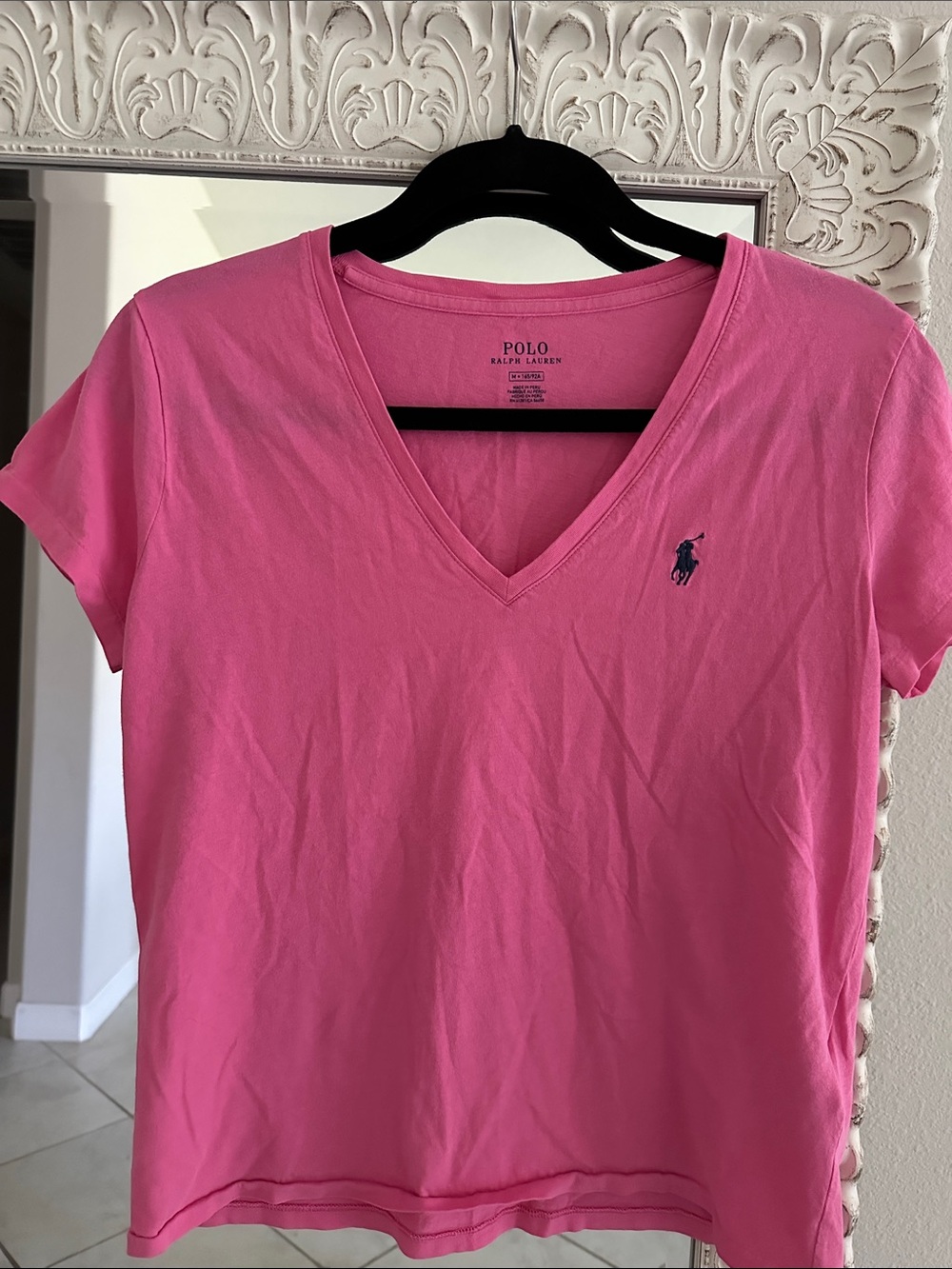 Polo by Ralph Lauren Pink V-Neck Tee with Navy Pony